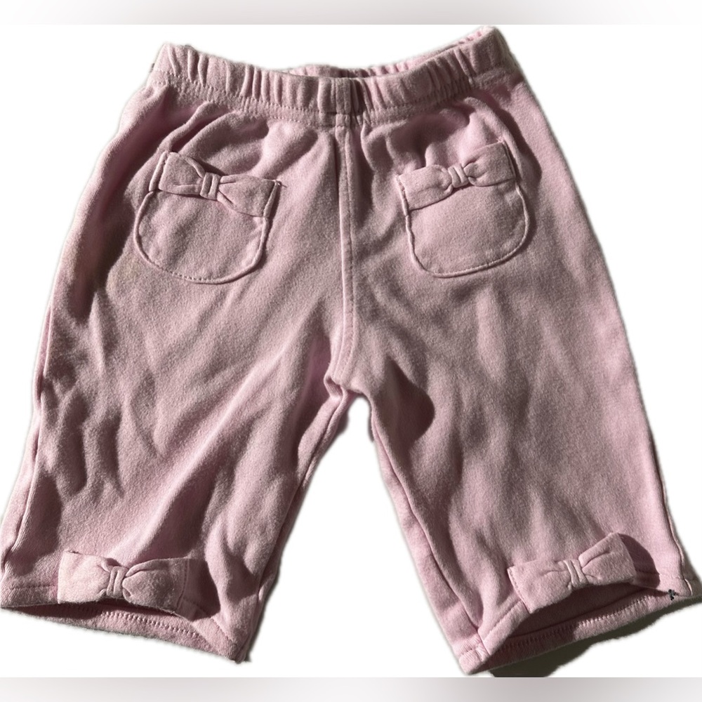 Baby Girl Pink Pants with Bows & pockets, baby connection- Size 0/3 months